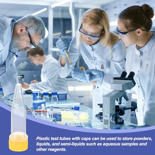 PATIKIL 1.5ml Plastic Cryogenic, 25Pcs Cryogenic Vial Screw Top Frozen Test Tube for Lab Laboratory Science, Yellow Cap - color: Yellow
