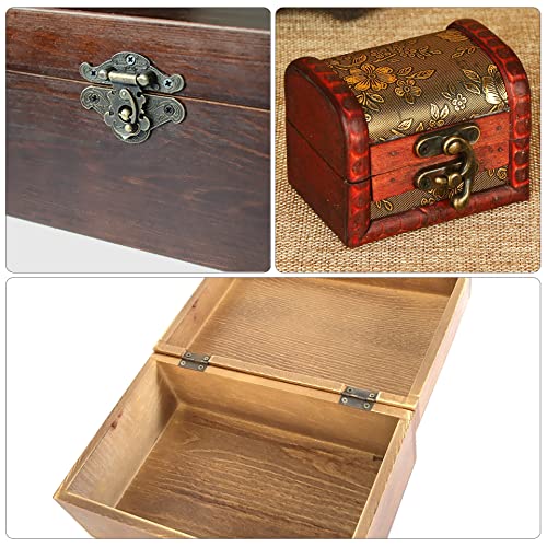 24 Sets Retro Jewelry Box Hinges and Latches Hooks, Small Latches Hinges for Wooden Boxes Hardware, Antique Cabinet Furniture Hinges Hasp Clasp - Bronze Tone (24pcs) - color: 24pcs