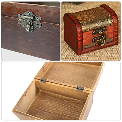 24 Sets Retro Jewelry Box Hinges and Latches Hooks, Small Latches Hinges for Wooden Boxes Hardware, Antique Cabinet Furniture Hinges Hasp Clasp - Bronze Tone (24pcs) - color: 24pcs