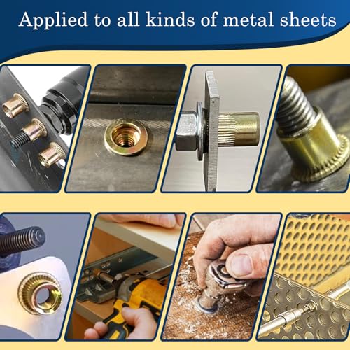 M10-1.5 Rivet Nut,50Pcs Zinc Plated Threaded Rivnuts Inserts - color: Yellow, size: Metric M10 - 50 Pcs