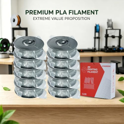 Kingroon PLA 3D Printer Filament,10 Rolls,Dimensional Accuracy +/- 0.02 mm, 10kg Spool(22lbs), 1.75 mm，Grey - color: 10*1kg Grey