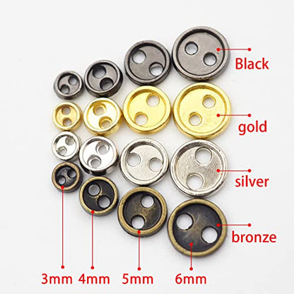 Youmeizer Wiosny 100Pcs 4 Colors Mini Metal Buttons 5mm(13/64inch) 2 Hole Mini Metal Round Buttons DIY Hand Sewing AIDS Doll Clothes (4 Colors Mixed, 5mm(13/64inch)) - size: 5mm( 13/64inch)