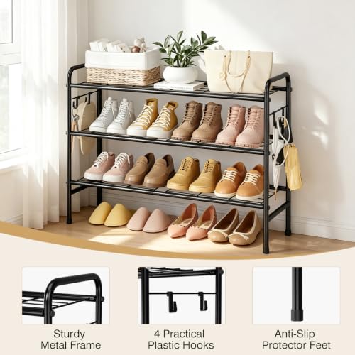 VILICK Metal Shoe Rack for Closet 33" Wide Shoe Organizer for Entryway - color: Black