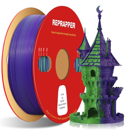 Reprapper Dual Color PLA, Coextrusion Filament 1.75mm for 3D Printer, Multicolor Like Matte Rainbow, 2.2lbs (1kg), Matte PLA Purple & Green - color: Dualpla-m-purple-green-1.75mm-1kg