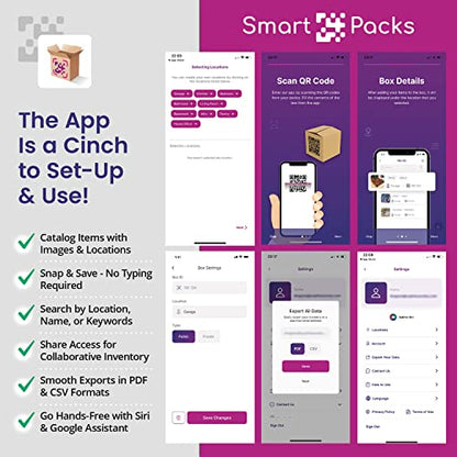 SmartPacks QR Stickers - Premium Smart Labels for Storage Bins | Advanced Pack and Track Labels with QR Code for Inventory, Storage, Moving | 48 Stickers