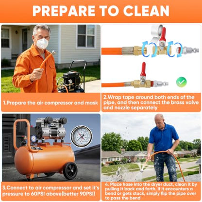 23FT Pneumatic Dryer Vent Cleaner Kit