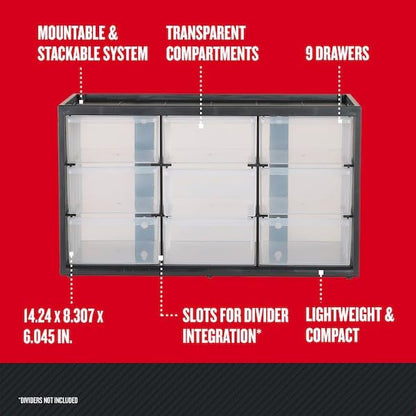 CRAFTSMAN Plastic Storage Organizer Bin System, 9 Compartment, Modular, Home Office (‎CMST40709) - size: 9 Bins (Pack of 1), style: 9 Bins