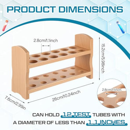 CroBlissful Wooden Test Tube Rack Accommodates Multiple Tubes up to 28mm 10.2" Wide Laboratory Wood Construction Test Tube Holder(1 Pcs,12 Holes) - style: 12 Holes