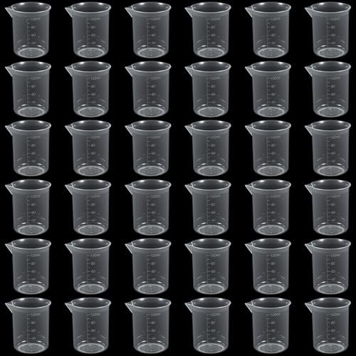 36 Pcs 3.4 Oz Transparent Lab Measuring Cup, Plastic Graduated Beaker for Science, Kitchen, School & Industrial Liquid Measuring