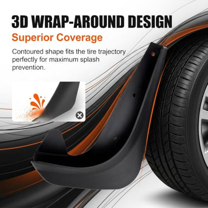 2 PCS Car Mud Flaps, Front Tire Mud Flaps Splash Guards with Screws, Plastic Anti-collision Anti-splash Exterior Protective Accessories, Universal for Most Cars (Black)