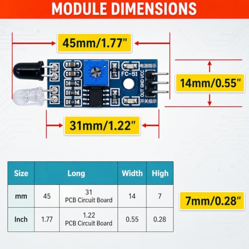 30-Pack IR Obstacle Avoidance Sensor Module, Adjustable