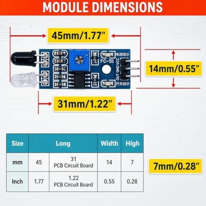 30-Pack IR Obstacle Avoidance Sensor Module, Adjustable
