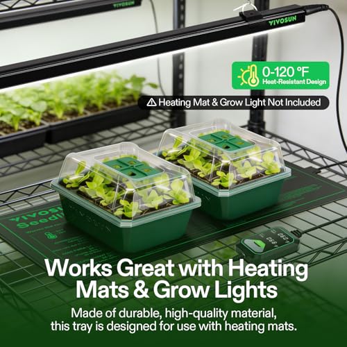 VIVOSUN 12-Pack Seed Starter Trays, 144-Cell Starter Kit with Humidity Dome - size: 12-Pack 144-Cell, style: Trays