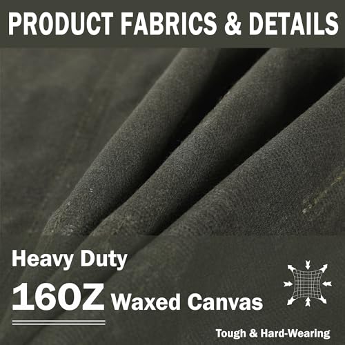 Canvas Tool Tote Bag | 16OZ Waxed Canvas Hand Tools Carrying Bag, Portable Tool Storage Bag with 1 Large Pocket + 2 Side Pockets - for Mechanics Truck Drivers Craftsman | Army Green - color: ArmyGreen