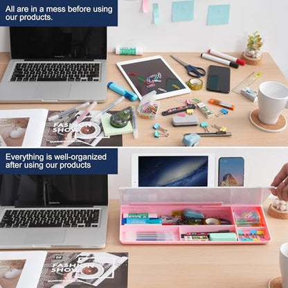 TSJ OFFICE Desktop Whiteboard Dry-Erase-Board - Computer Keyboard Stand White Board Surface Pad with Drawer, Desk Organizers with Accessories for Office, Home, School Supplies - Pink - color: Pink