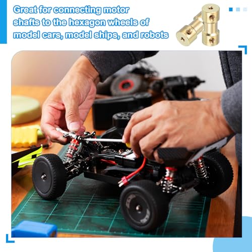 PATIKIL Shaft Coupling Joint 3.17mm to 2mm, 4 Pcs Brass Motor Shaft Coupler Extension Connector Rigid Sleeve Adapter Transmission Joint with M3 Screws for RC Car Airplane Tires Motor Robot - size: 3.17mm-2mm