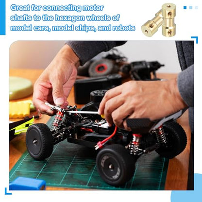 PATIKIL Shaft Coupling Joint 2mm to 2mm, 4 Pcs Brass Motor Shaft Coupler Extension Connector Rigid Sleeve Adapter Transmission Joint with M3 Screws for RC Car Airplane Tires Motor Robot - size: 2mm-2mm