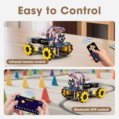 ACEBOTT Robotics for Kids Ages 8-12, Smart Robot Arm Car Kit with 5DOF, STEM Toys for Boys Compatible with Arduino & Scratch, App & Remote Control, STEM Gift for Boys, Girls and Adults
