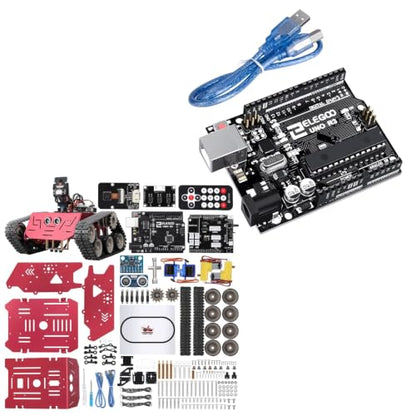 ELEGOO Conqueror Robot Tank and Extra UNO R3 Board Kit Bundle for STEM