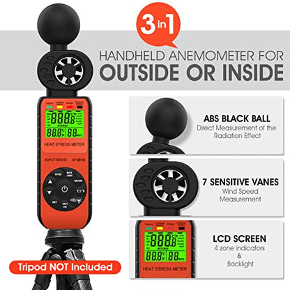 Heat Stress Meter Anemometer AP-881W Outdoor Wet Bulb Globe Thermometer