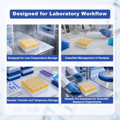 2in PC Cryo Boxes, 81-Well Tube Racks, Case of 20, Yellow - color: Yellow, size: 2in,81-well