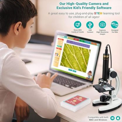 AmScope M40-PS25W Premium 85+ Piece Microscope, Color Camera