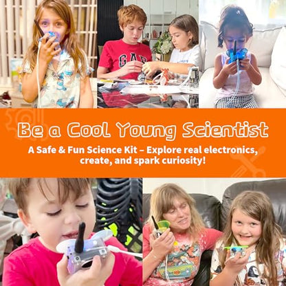 eUda+ STEM Walkie-Talkies Kit for 8-13-15-17+ Boys & Girls Stem Kits for Kids Age 8-10-12-14-16-18+ Science Experiments for Kids 9-12 DIY Kits for Kids Teenage Girl Gifts (Assembly Version, BTC) - size: Assembly Version, Bear-Transparent Clear (BTC)