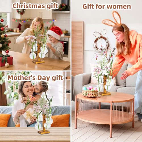 Plant Propagation Station with Acacia Wood Stand and 4 Glass Vases - size: Small