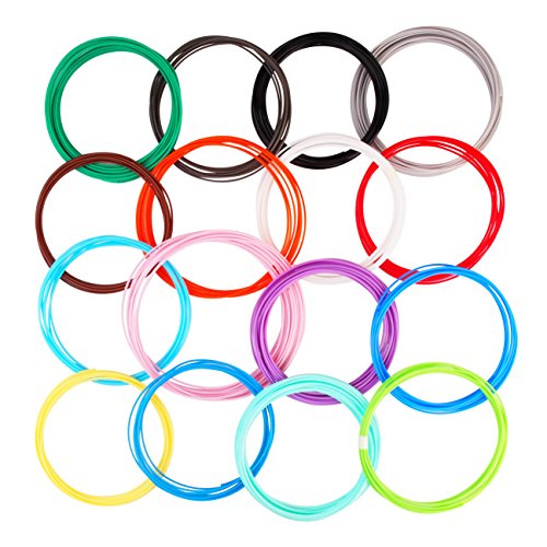 3D Pen PLA Filament Refills 1.75mm, 16 Colors, 10 Foot per Color, Total 160 Foot - color: 16 Most Popular Colors