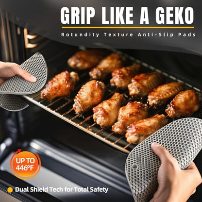 4 Pack Silicone Pot Holders & Hot Pads - Heat Resistant Non-Slip Mats for Kitchen Countertops, Trivets for Hot Dishes, Dishwasher Safe & BPA-Free (Black) - color: Black