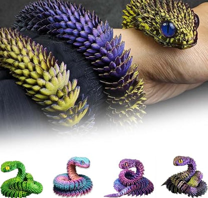 3D Printed Animals Set 3D Printed Snake Toys 3D Printed Articulated Flexible Fidget Toy 3D Printed Animals Exquisite Cute Pet Toy Children/Adults Fidget Toys (Random Candy, 17.7) - color: Random Candy, size: 17.7