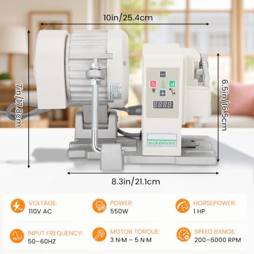 Sewing Machine Servo Motor 550W with Needle Positioner and Synchronizer, AC110V, 6000RPM, Servo Motor Sewing Machine with Controller and Foot Switch, Run CW and CCW, Low Noise, Energy Saving - color: 550W with Needle Positioner
