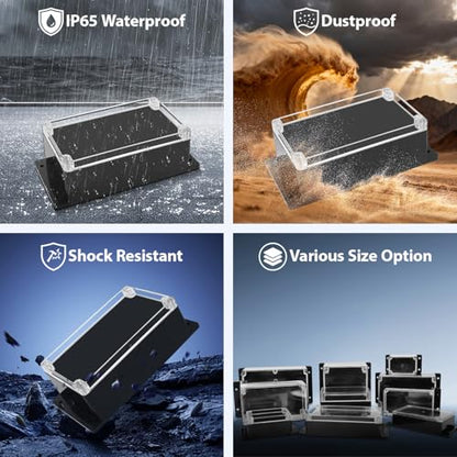 Project Box IP65 Waterproof ABS Plastic Electrical Junction Box with Clear Cover Enclosure with Fixed Ear, Black 7.8"x 4.7"x 2.9"(200x120x75mm)(Pack of 1) - color: 1 pack, size: 7.8"x 4.7"x 2.9"