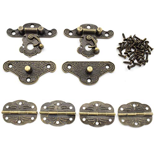 SDTC Tech Retro Design Jewelry Box Hardware Kit (2X Hasp Catch + 4X Hinges) - color: M2F4 KIT