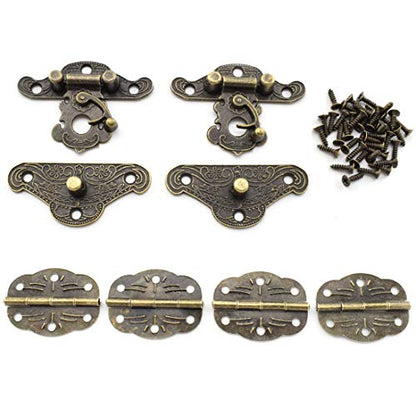 SDTC Tech Retro Design Jewelry Box Hardware Kit (2X Hasp Catch + 4X Hinges) - color: M2F4 KIT