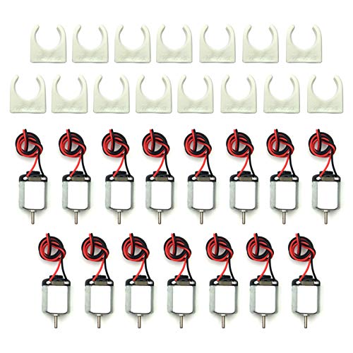 EUDAX 15 Pcs Rectangular DC Motor Mini Electric Motor 1.5-3V 24000RPM with 9.8" Lead Wires with Motor Mounting Bracket Holder for DIY Toys