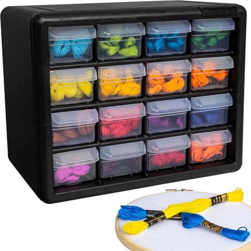 Akro-Mils 10116, 16 Drawer Plastic Parts Storage Hardware and Craft Cabinet, 10-1/2-Inch W x 6-1/2-Inch D x 8-1/2-Inch H, Black - color: Black, size: 16 Drawer, style: 1 Pack