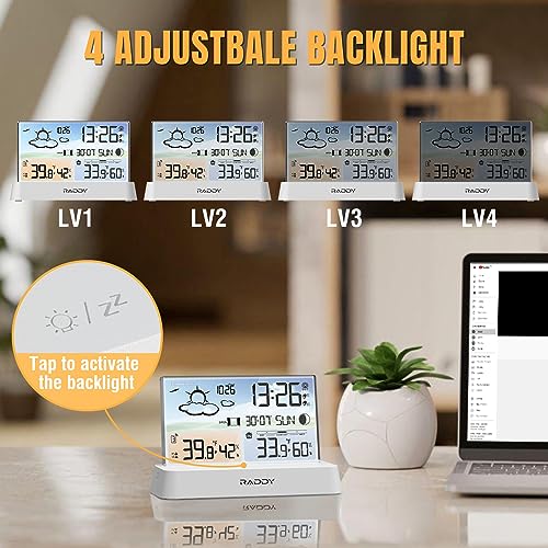 Raddy DT6 Wireless Weather Station, Atomic Clock Color Display