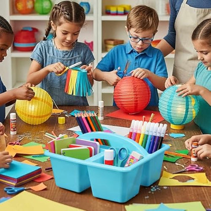 AceOrbit 4 Pack Classroom Caddy with Handle Plastic Storage Caddy Organizer