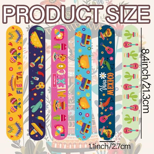 CZWXOXO 74PCS Fiesta Party Favors, Mexican Slap Bracelets & Stickers - style: Cinco De Mayo Fiesta