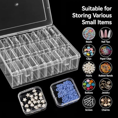 Bead Organizer Box, 31‑Pcs Small Plastic Storage Box, Mini Plastic