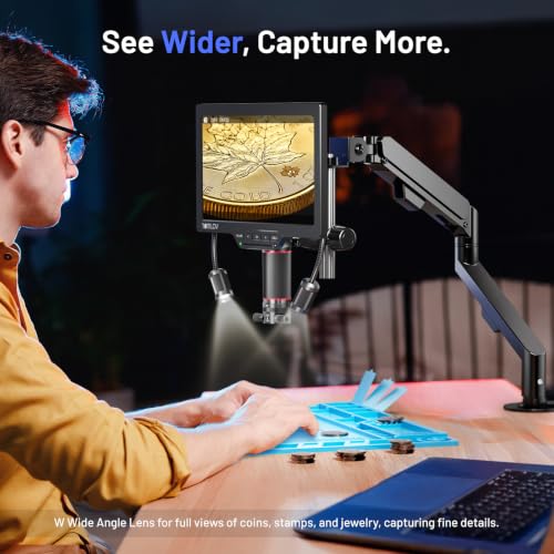 TOMLOV 3D Magnetic Dual Lens Digital Microscope TM3K-3D Max, 10.1" 3K Scope - size: 10.1-inch