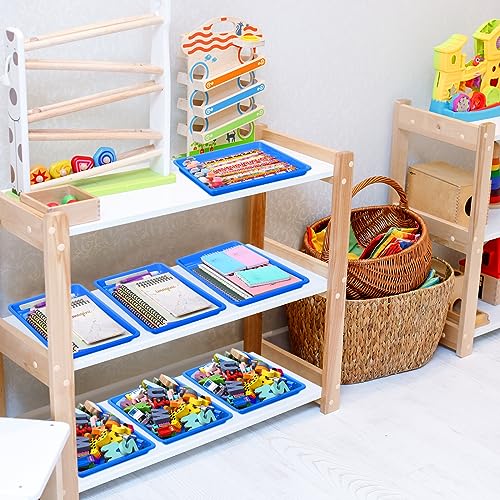 Maitys 24 Pcs Plastic Art Tray 11x8.7x1 Inch Activity Craft Tray,Blue - color: Blue