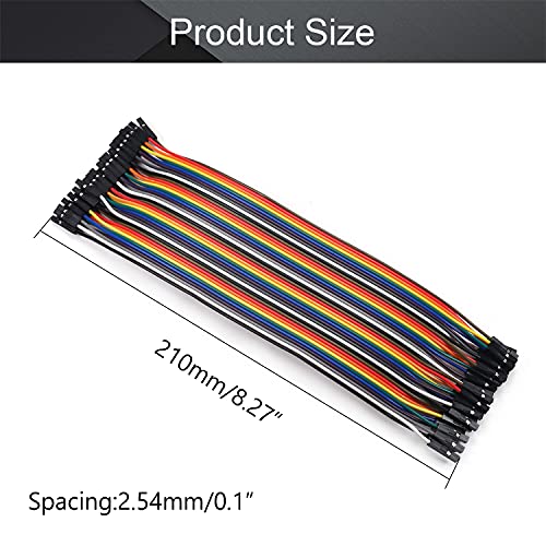 Fielect Dupont Jumper Wires Breadboard Jumper Wires Colorful Ribbon Cables 40pin 21cm Long Female to Female 1Pcs - color: F/F, size: 21cm