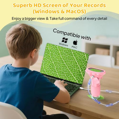 1000X Handheld Digital Microscope, 2" HD Screen Pocket Microscope for Bugs - color: Pink