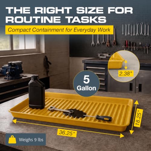 Eagle Spill Containment Utility Tray, 5 Gallon Sump, Made in USA, Yellow - color: Yellow