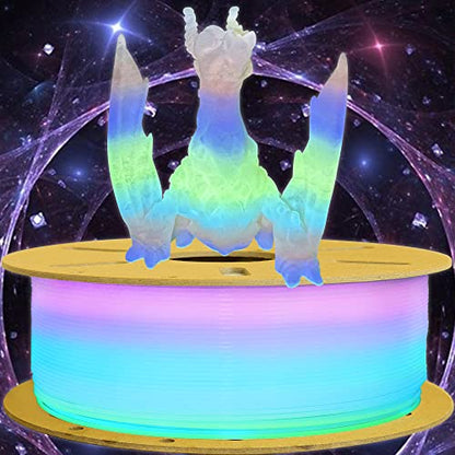 BBLIFE Glow Rainbow PLA Filament, 1.75mm Glow in the Dark Filament - color: Glow in Dark Multicolor Rainbow