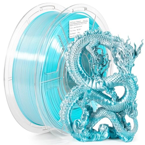 iSANMATE 3D Printer Filament, PLA Filament 1.75mm Dual Color Filament, Shiny Silk PLA Coextruded Filament, 1 kg/Spool (Lake Green and Silver) - color: Lake Green + Silver, size: Silk PLA