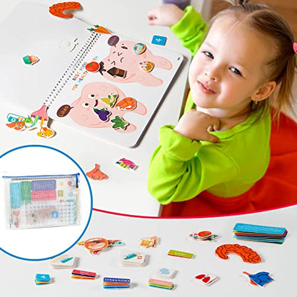 Freebear Montessori Busy Book for Kids, Human Body Anatomy Book for Toddlers, Preshool Kindergarten Learning Activities, Autism Sensory Toys, Travel Toys, Gifts for Girls and Boys 4 5 6 7 8 Years - style: Human structure 1