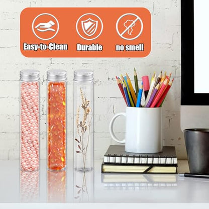 Test Tube, 36 Pack 3.7 Oz Plastic Test Tubes With Caps Clear, Plastic Tubes For Storage Clear Test Tubes With Lids For Bath Salt, Candy, Party, Plants (Silver) - color: Silver